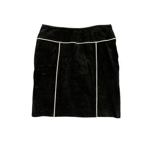 Colothes By Revue Skirt Womens 2 Black White Piping Leather Lined Back Zip Mini